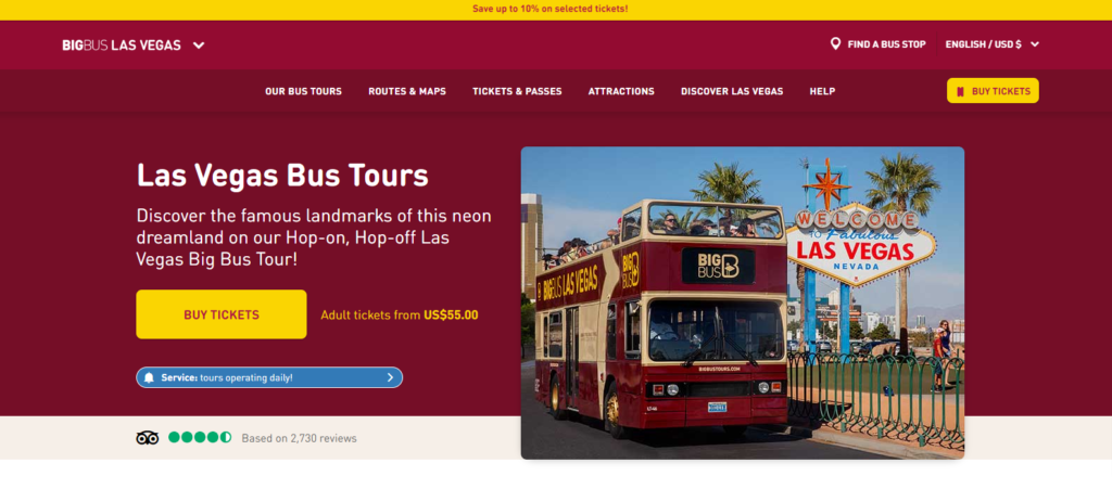 BIG BUS TOURS Las Vegas is a fantastic way to explore the city's attractions and landmarks